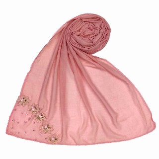 Designer cotton one sided hijab- Puce Pink